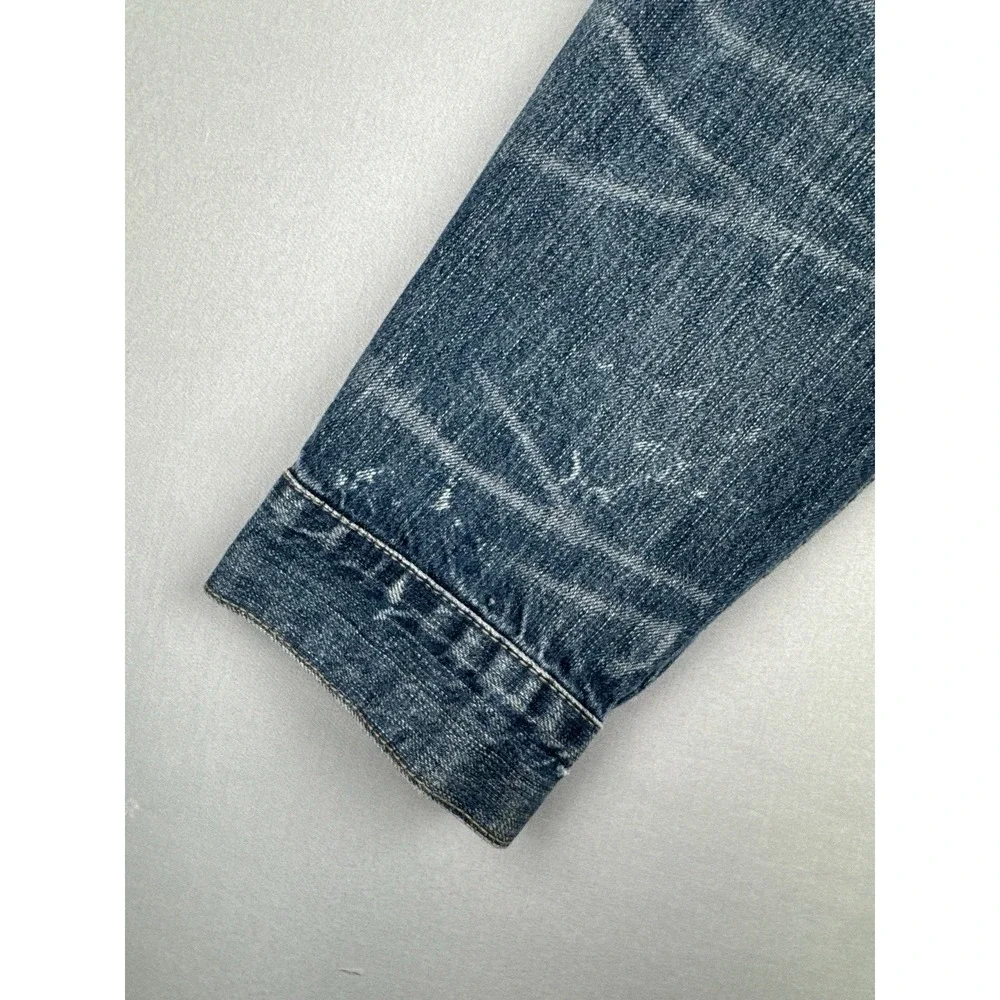 Levi's Denim Trucker Jacket 2XL Distressed Faded Blue Red Tab